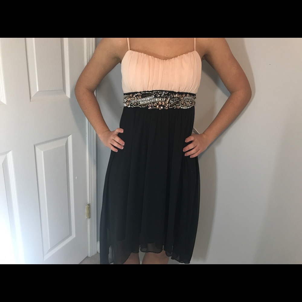 Ruby rox peach black homecoming dress